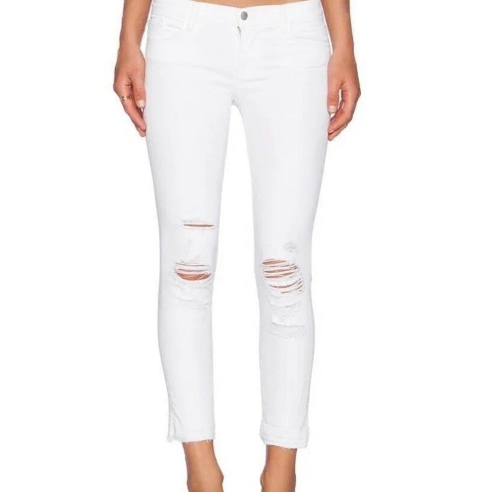 J Brand Cropped Low Rise Jeans 9326 Demented White Pockets Cotton Blend 26